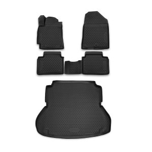 Hyundai Elantra Floor-Trunk Mats - Omac - 3D - Black - 2017-2020